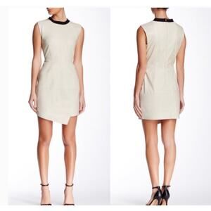 Trina Turk Dalia Bone Lamb Leather Asymmetric Dress Size 8